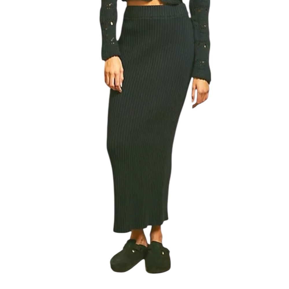 Free People Beach Black Morgan Sweater Midi Skirt size Large